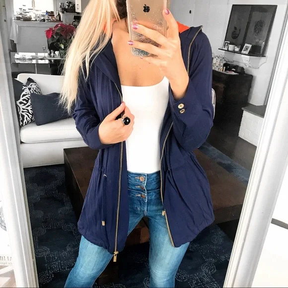 💙 MICHAEL KORS BASICS TRUE NAVY HOODIE JACKET! - Picture 2 of 16